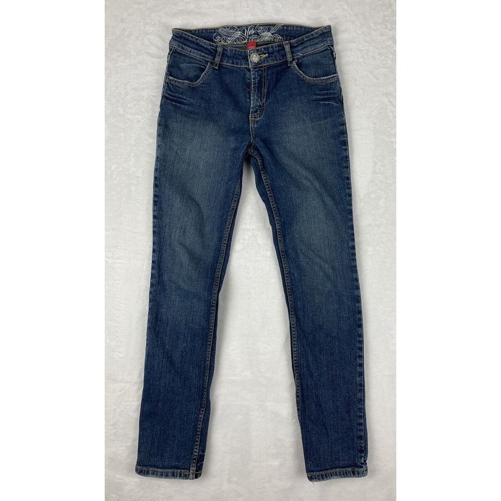 Yes Women’s Jeans Embroidered Skinny Straight Leg UK Size 14 (27x28.5‎ Inches)